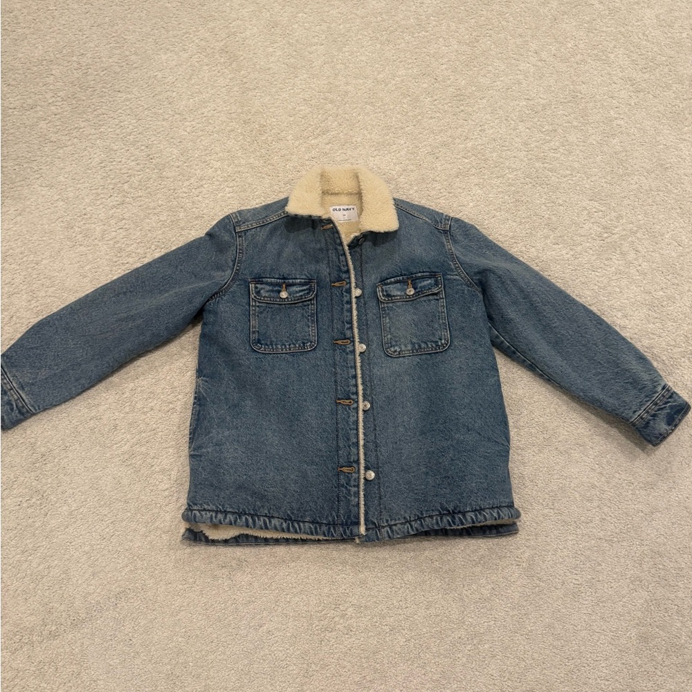 Old Navy Blue Jean Jacket with Cream Sherpa Lining